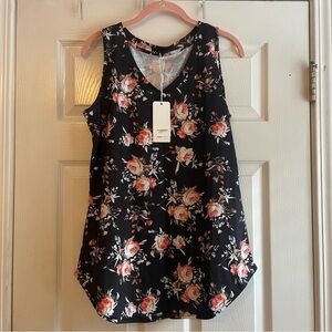 Xieerduo Fashion Medium Black Floral Sleeveless Polyester Spandex Top NWT